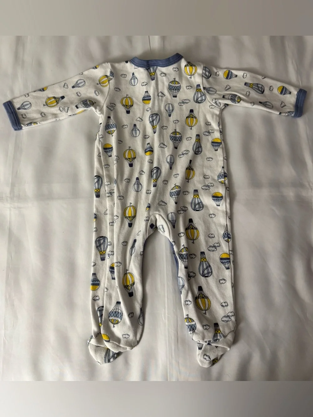 Laura Ashley Baby - Blue, Yellow & White Footed Onesie